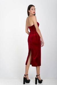 Strapless midi dres